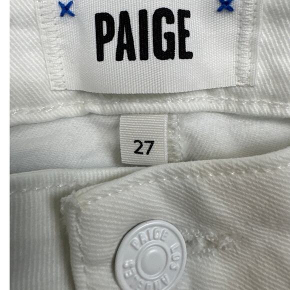 Paige Cindy Crop Denim Jeans Raw Hem Comfort Stretch Straight Fit  Mid Rise 27 - Picture 8 of 12